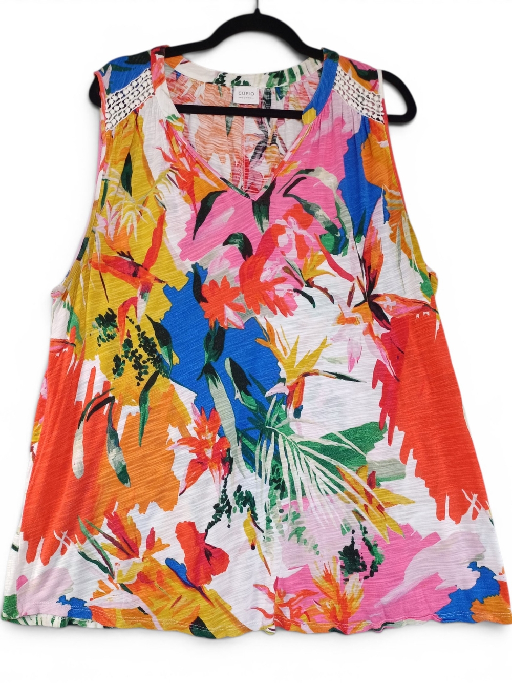 Cupio Curvy Tropical Floral Tank‎ Top 2XL Boho Resort Vacation Beachcore Blouse - Picture 2 of 9